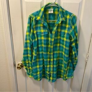 Green and Yellow Plaid Button-Up Shirt